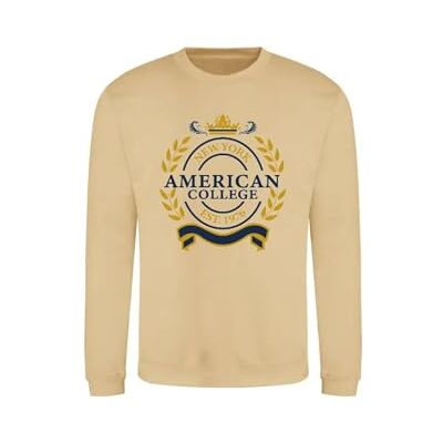 AMERICAN COLLEGE USA Tröja tröja med tryck varma kläder unisex barn pojkar och flickor casual modell ACSCRW5 BEIGE16ANS, Beige färg, 16 �r AMERICAN COLLEGE USA Tröja tröja med tryck varma kläder unisex barn pojkar och flickor casual modell ACSCRW5 BEIGE16ANS, Beige färg, 16 �r