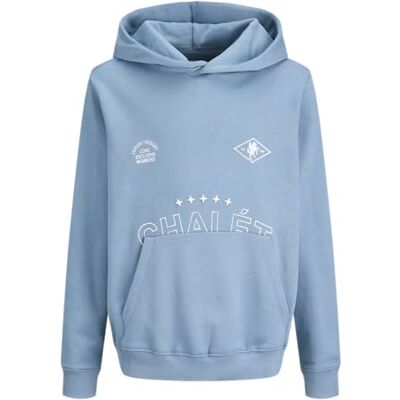JACK & JONES Jcocrest Print Sweat Hood Jnr, Blå skugga, 164 JACK & JONES Jcocrest Print Sweat Hood Jnr, Blå skugga, 164