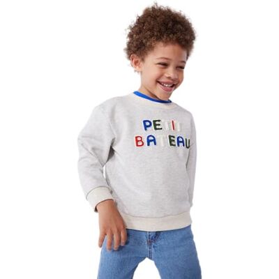 Petit Bateau Sweatshirt för barn och pojkar, Grå, 3 år Petit Bateau Sweatshirt för barn och pojkar, Grå, 3 år