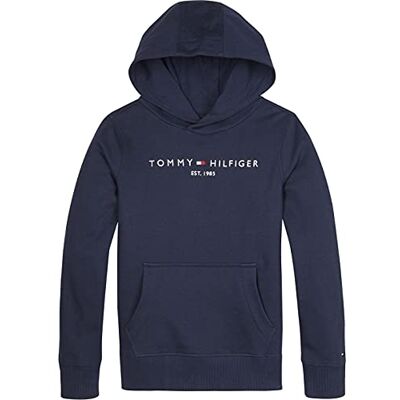 Tommy Hilfiger Unisex barn Essential Hoodie, Blå (Twilight Navy), 16 år Tommy Hilfiger Unisex barn Essential Hoodie, Blå (Twilight Navy), 16 år