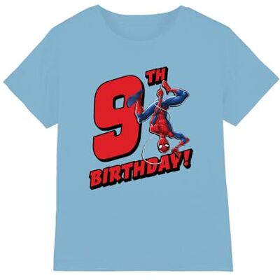 Marvel pojkar Spiderman Birthday 9 Unisex Kids T Shirt T-tröja Marvel pojkar Spiderman Birthday 9 Unisex Kids T Shirt T-tröja