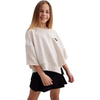 DeFacto Sweatshirt för flickor, Beige melange, 5-6 år DeFacto Sweatshirt för flickor, Beige melange, 5-6 år