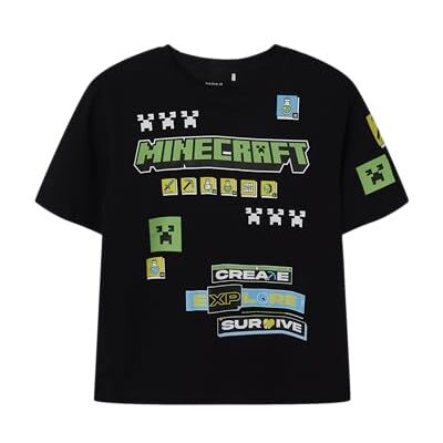 NAME IT Pojkar Nkmjeffy Minecraft Nreg Ss Top Box Bfu, svart, 134-140 NAME IT Pojkar Nkmjeffy Minecraft Nreg Ss Top Box Bfu, svart, 134-140