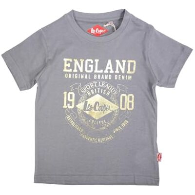 Lee Cooper T-shirt för pojkar kortärmad topp bomull grå 6 år, Färg: grå, 6 �r Lee Cooper T-shirt för pojkar kortärmad topp bomull grå 6 år, Färg: grå, 6 �r