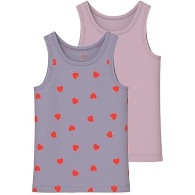 NAME IT flickor Nmftank Top 2P Hearts Noos, Lavender Gray, Numeric_92, Lavendelgrå, numeric_92 NAME IT flickor Nmftank Top 2P Hearts Noos, Lavender Gray, Numeric_92, Lavendelgrå, numeric_92