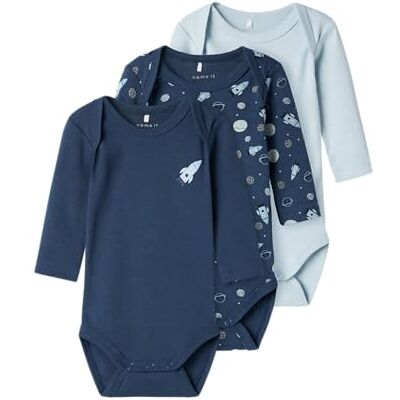NAME IT Boy sparkdräkt 3-pack, Mörk denim, 68 NAME IT Boy sparkdräkt 3-pack, Mörk denim, 68