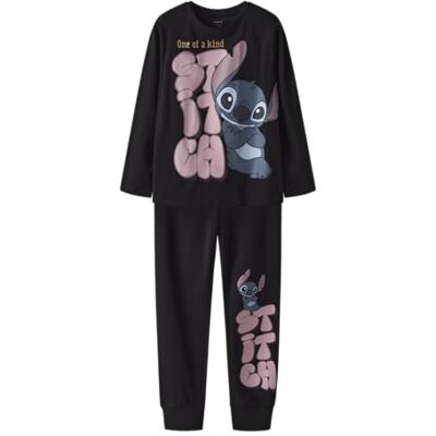 NAME IT Namn det Nkfolina Stitch Ls Nightset Wdi, svart, 110-116 NAME IT Namn det Nkfolina Stitch Ls Nightset Wdi, svart, 110-116