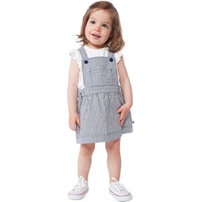 Petit Bateau Allmän klänning för flickor, Blå/vit, 12 mesi Petit Bateau Allmän klänning för flickor, Blå/vit, 12 mesi