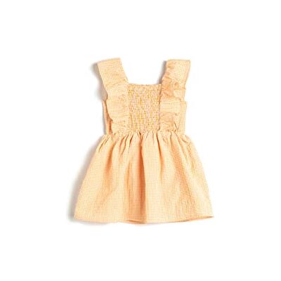 Koton Baby Girls Ruffle Gimped detalj Gingham mönstrad klänning, Orange kontroll (2c2), 12-18 månader Koton Baby Girls Ruffle Gimped detalj Gingham mönstrad klänning, Orange kontroll (2c2), 12-18 månader