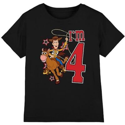 Toy Story Birthday Woody I'm 4 unisex barn t-shirt, svart, 9-10 år, Svart, 9-10 År Toy Story Birthday Woody I'm 4 unisex barn t-shirt, svart, 9-10 år, Svart, 9-10 År