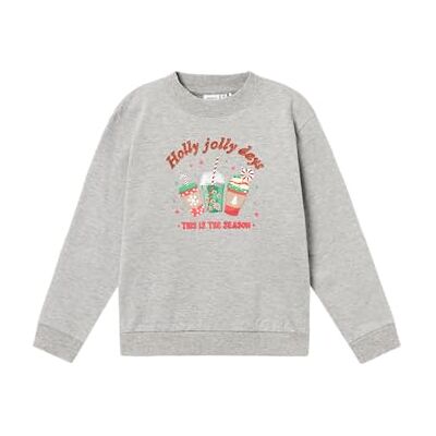 NAME IT Namn det flicka sweatshirt jul, Grå melange, 134-140 NAME IT Namn det flicka sweatshirt jul, Grå melange, 134-140