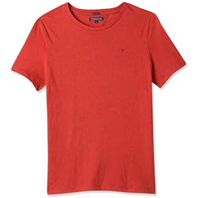 Tommy Hilfiger pojkar T-tröja Boys Basic Cn Knit S/S, Röd (Apple Red Heather 601), 80 Tommy Hilfiger pojkar T-tröja Boys Basic Cn Knit S/S, Röd (Apple Red Heather 601), 80