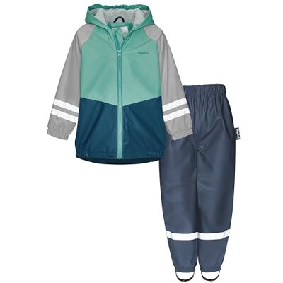 Playshoes Tvådelad regndräkt, fleecefoder, fodrad dräkt, Grön fleece linning, 86 Playshoes Tvådelad regndräkt, fleecefoder, fodrad dräkt, Grön fleece linning, 86