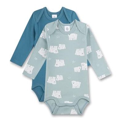 Sanetta babybody, långärmad (dubbelpack) blå högkvalitativ och hållbar body för pojkar av ekologisk bomull. Innehåll: Uppsättning av 2 babybody, blå, 56 Sanetta babybody, långärmad (dubbelpack) blå högkvalitativ och hållbar body för pojkar av ekologisk bomull. Innehåll: Uppsättning av 2 babybody, blå, 56