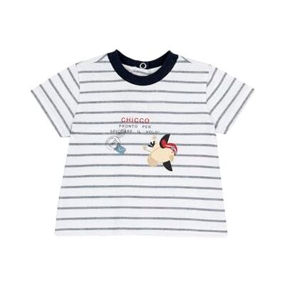 Chicco Kortärmad T-shirt i bomull för barn och pojkar, Vit och blå, 4 år Chicco Kortärmad T-shirt i bomull för barn och pojkar, Vit och blå, 4 år