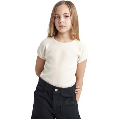 DeFacto T-shirt för flickor, ecru, 5-6 år DeFacto T-shirt för flickor, ecru, 5-6 år