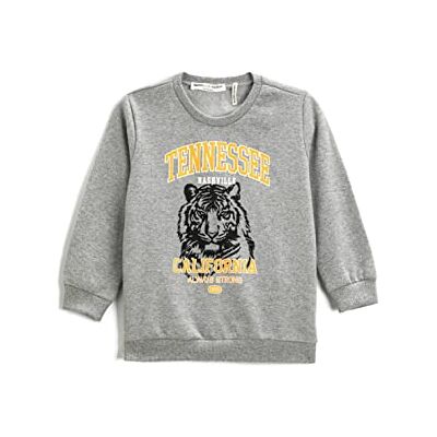 Koton Långärmad tryckt crew neck sweatshirt för pojkar, Grå (023), 6-7 år Koton Långärmad tryckt crew neck sweatshirt för pojkar, Grå (023), 6-7 år