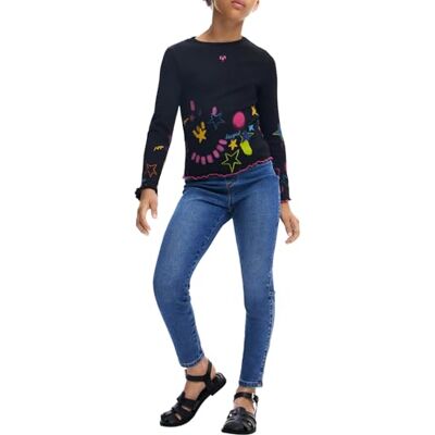 Desigual TS_BEA T-shirt för flickor, svart, 8 años Desigual TS_BEA T-shirt för flickor, svart, 8 años