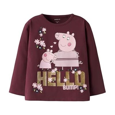 NAME IT Nmfora Peppa LS Nreg Top Box Cplg, Bordeaux, 92 för flickor och flickor, Vinröd, 92 NAME IT Nmfora Peppa LS Nreg Top Box Cplg, Bordeaux, 92 för flickor och flickor, Vinröd, 92