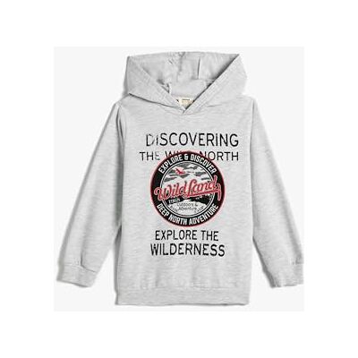 Koton Boys's Hoodie borstad interiör tryckt långärmad bomull sweatshirt, Grå (031), 6-7 �r Koton Boys's Hoodie borstad interiör tryckt långärmad bomull sweatshirt, Grå (031), 6-7 �r