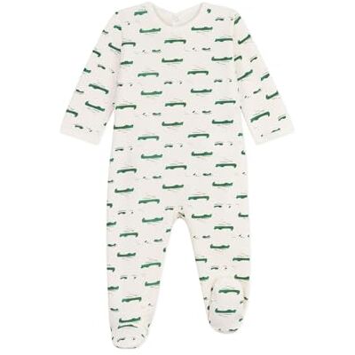 Petit Bateau Baby pyjamas i skrapad fleece Croco tryckt ryggöppning, Mjölk/Multico, 18 M�nader Petit Bateau Baby pyjamas i skrapad fleece Croco tryckt ryggöppning, Mjölk/Multico, 18 M�nader