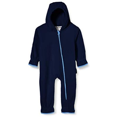 Playshoes Baby fleece-overall, andningsbar unisex jumpsuit för pojkar och flickor med lång dragkedja och huva, färgad kontrasterande, marinblå, 74 Playshoes Baby fleece-overall, andningsbar unisex jumpsuit för pojkar och flickor med lång dragkedja och huva, färgad kontrasterande, marinblå, 74