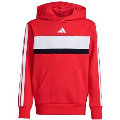 adidas unisex barn Seasonal Essentials Tiberio 3 Stripes Fleece Hoodie Sweatshirt, pure ruby/white, 13-14 Years adidas unisex barn Seasonal Essentials Tiberio 3 Stripes Fleece Hoodie Sweatshirt, pure ruby/white, 13-14 Years