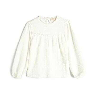 Koton Girls's Quilted Ruffled detalj elastisk manschett blus, Vit (00), 7-8 År Koton Girls's Quilted Ruffled detalj elastisk manschett blus, Vit (00), 7-8 År