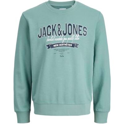 JACK & JONES Jjelogo Sweat Crew Neck 2 Col Ss26 Jnr, Mineralblå, 164 JACK & JONES Jjelogo Sweat Crew Neck 2 Col Ss26 Jnr, Mineralblå, 164