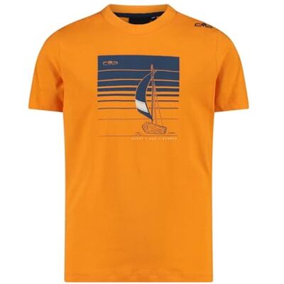 CMP Unisex T-shirt i bomullströja för barn och tonåringar, Flame-bluesteel, 110 CMP Unisex T-shirt i bomullströja för barn och tonåringar, Flame-bluesteel, 110