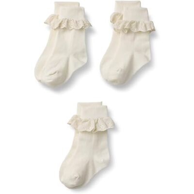 Amazon Essentials ankelstrumpor för flickor med öljett spets volang, vikbar manschett, 3 par, Elfenben, Small (2-4 Years) Amazon Essentials ankelstrumpor för flickor med öljett spets volang, vikbar manschett, 3 par, Elfenben, Small (2-4 Years)