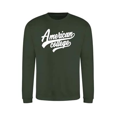 AMERICAN COLLEGE USA Tröja tröja med tryck varma kläder unisex barn pojkar och flickor casual modell ACSCRW1 mörkgrön 14 år, Färg: grön, 14 �r AMERICAN COLLEGE USA Tröja tröja med tryck varma kläder unisex barn pojkar och flickor casual modell ACSCRW1 mörkgrön 14 år, Färg: grön, 14 �r