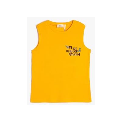 Koton Boys's tanktopp bomull crew neck ribbad broderad detaljskjorta, Orange (209), 7-8 År Koton Boys's tanktopp bomull crew neck ribbad broderad detaljskjorta, Orange (209), 7-8 År