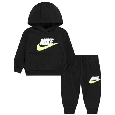 NIKE Club Chenille Huvtröja och jogging set för bebis, Black, 12 månader NIKE Club Chenille Huvtröja och jogging set för bebis, Black, 12 månader