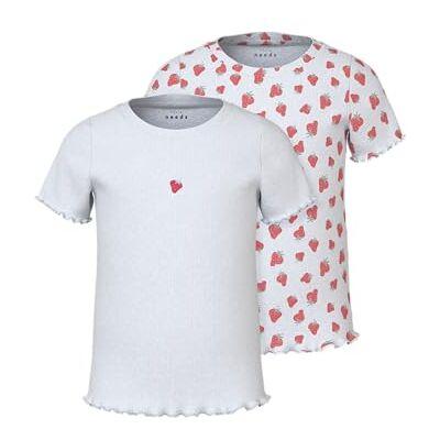 NAME IT Namn IT flicka Nmfvemma 2P AOP Ss Slim Top (2-pack), Ljus vit, 122-128 NAME IT Namn IT flicka Nmfvemma 2P AOP Ss Slim Top (2-pack), Ljus vit, 122-128