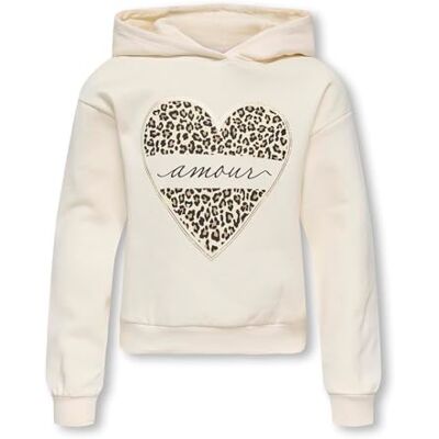 Only & Kids Kogcooper Life Heart Ls Hoodie SWT Noos, Antik vit, 110-116 Only & Kids Kogcooper Life Heart Ls Hoodie SWT Noos, Antik vit, 110-116