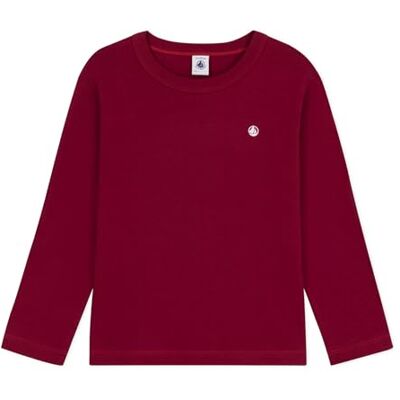 Petit Bateau Långärmad T-shirt för barn i enfärgad bomull, Amaranth, 4 �r Petit Bateau Långärmad T-shirt för barn i enfärgad bomull, Amaranth, 4 �r