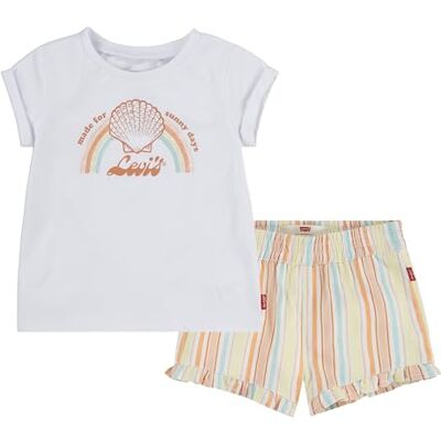 Levi's Baby flickor LVG Shell T-tröja & shorts set 1EK066 koordinerade kläder, ljusvit, 3 månader, Kritvit, 3 Månader Levi's Baby flickor LVG Shell T-tröja & shorts set 1EK066 koordinerade kläder, ljusvit, 3 månader, Kritvit, 3 Månader