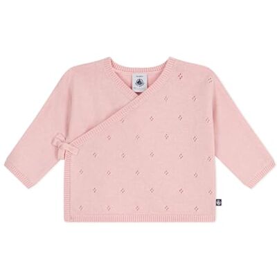 Petit Bateau Ull- och bomullsstickad babybh med genombruten hjärta Petit Bateau Ull- och bomullsstickad babybh med genombruten hjärta