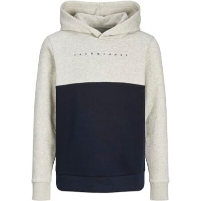 JACK&JONES JUNIOR Jjstar Jj blocked sweat Hood Jnr huvtröja, Vit melange, 128 JACK&JONES JUNIOR Jjstar Jj blocked sweat Hood Jnr huvtröja, Vit melange, 128