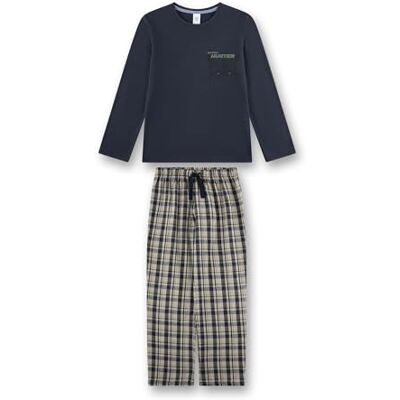 Sanetta Pojkpyjamas blå högkvalitativ och bekväm pyjamas av bomull för pojkar. Långärmad pyjamas med rutiga byxor pyjamas-set för pojkar, blå, 128 Sanetta Pojkpyjamas blå högkvalitativ och bekväm pyjamas av bomull för pojkar. Långärmad pyjamas med rutiga byxor pyjamas-set för pojkar, blå, 128