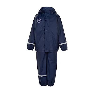 Color Kids Unisex regnset för barn, solid PU-regnjacka, klänning blues, 98 cm Color Kids Unisex regnset för barn, solid PU-regnjacka, klänning blues, 98 cm
