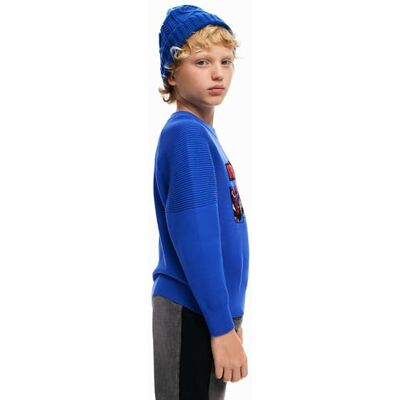 Desigual Pojkar platt stickad tröja långärmad tröja, blå, 10 år Desigual Pojkar platt stickad tröja långärmad tröja, blå, 10 år