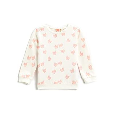 Koton Heart Printed Sweatshirt Crew Neck Cotton träningsoverall för flickor och flickor, Ecru Design (0d1), 24/36 mesi Koton Heart Printed Sweatshirt Crew Neck Cotton träningsoverall för flickor och flickor, Ecru Design (0d1), 24/36 mesi