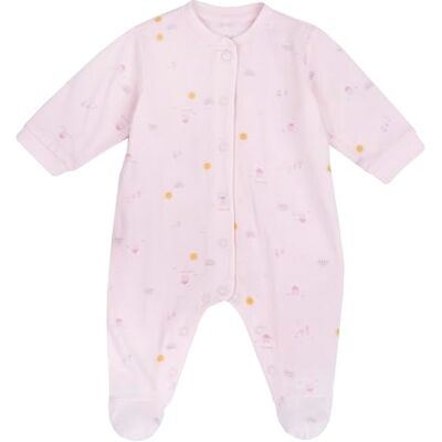 Chicco Onesie i bomull med fötter pyjamas för unisex barn och småbarn, Rosa tryck, 6 månader Chicco Onesie i bomull med fötter pyjamas för unisex barn och småbarn, Rosa tryck, 6 månader
