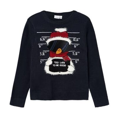 NAME IT Unisex Nknrajulle Ls stickad låda stickad tröja, Mörkt safir/tryck: snowman, 116 cm NAME IT Unisex Nknrajulle Ls stickad låda stickad tröja, Mörkt safir/tryck: snowman, 116 cm