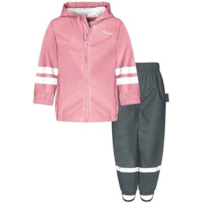 Playshoes Basic Regnsäker jumpsuit, rosa/grå bälte, 104 unisex-barn och tonåringar Playshoes Basic Regnsäker jumpsuit, rosa/grå bälte, 104 unisex-barn och tonåringar