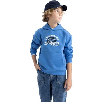 DeFacto Sweatshirt med huva för pojkar, Kunglig, 7-8 år DeFacto Sweatshirt med huva för pojkar, Kunglig, 7-8 år