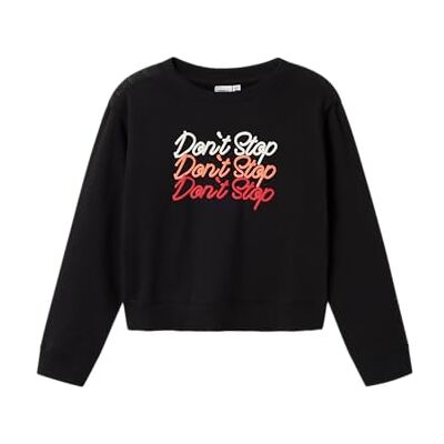 NAME IT flicka Nkfnonna Ls Short Nreg Sweat Bru sweatshirt, svart, 122-128 NAME IT flicka Nkfnonna Ls Short Nreg Sweat Bru sweatshirt, svart, 122-128