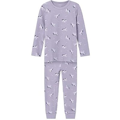 NAME IT Bestseller A/S Nmfnightset lavendel enhörning rib noos fot flicka, Lavender Aura, 98-104 NAME IT Bestseller A/S Nmfnightset lavendel enhörning rib noos fot flicka, Lavender Aura, 98-104